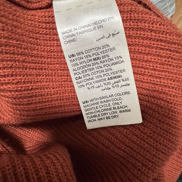 Chicos Knit Sweater Size 2 / US L Orange Brown Studded Wide Sleeves Boho Fall - Picture 6 of 7